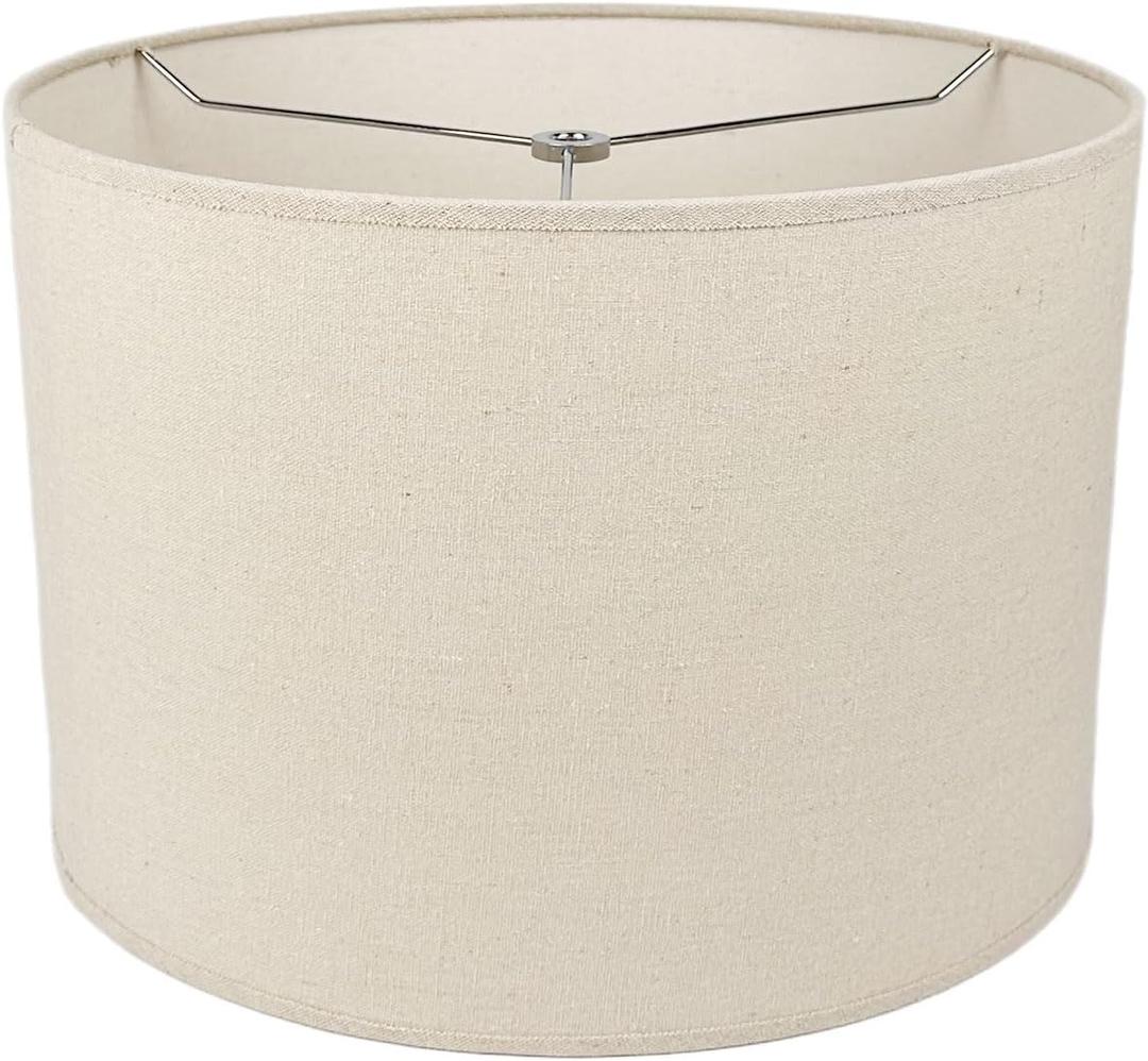 12" Wx 10" H Drum Lampshades, No Assembly Required, Fabric Lampshade for Table Lamp, Bedside Lamp, Floor Lamp, Metal Spider Fitter, Beige