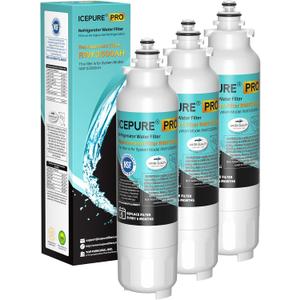 ICEPURE PRO ADQ73613401 NSF401&53&42 Certified Refrigerator Water Filter Compatible with LG LT800P, LT800PC, Kenmore 9490, ADQ736134 ADQ73613402 ADQ75795104 LSXS26326S LMXC23746S LMXC23746D, 3PACK