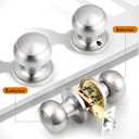 Probrico Hall and Closet Door Handle Brushed Nickel Passage Door Knob