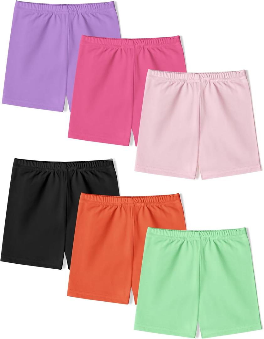 Girls Bike Shorts 6 Pack Toddler Biker Shorts Soft Stretchy Cartwheel Undershorts for Under Dresses and Dance