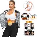 NINGMI Sauna Suit for Women Sweat Jackets Workout Shirt Long Sleeve Slimming Tops Zipper Body Shaper Fitness Gym Exercise