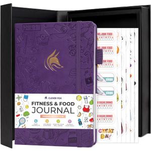 Clever Fox Fitness and Food Journal Premium  Guided Daily Workout, Meal & Weight Loss Tracker for Women & Men  Exercise Diet Planner (Purple) (A5 (5.8 x 8.3))
