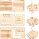 Eersida 15 Pcs Knitting Needle Gauge and Rulers Crochet Tools Knitting Accessories Wooden Yarn Gauge Tools with Chain Crochet Needle Rulers Yarn Measuring Tools