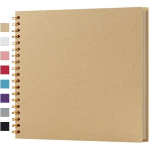 potricher 10 x 10 Inch DIY Scrapbook Album 40 Pages Hardcover Kraft Paper Scrap Book Photo Albums Memory Book for Wedding and Anniversary Family (Yellow, 10 Inch)