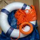 Swim Foam Buoy Set, 20inch Life Preserver Pool Safety Throw Ring with Water Floating Lifesaving Rope 98.4FT Set,Foam Swimming Tube Pool Ring Wall Decoration,Throwable Flotation Device (Blue)