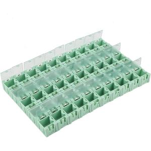 50pcs/Set Green SMT SMD Container Box, Electronic Components Parts Storage Case with Transparent Lid, Mini Component Assortment Storage Box, Tool Organizers