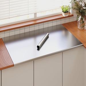 304 Stainless Steel Cutting Board with Rolling Pin, 32"x20" Extra Large Non-Slip Chopping Board with Lip, Dishwasher Safe & Non-Stick Metal Pastry Board for Baking, Kneading, Veggies & Fruit, 31.5"L x 19.7"W