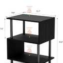 Frylr Small Side Table, End Table and Nightstand with 3-Tier Wood Shelves, Sturdy Metal Frame with 44 LBS Capacity per Shelf, Easy to Assemble for Living Room or Bedroom, Black -15.7"D x 11.8"W x 19.8"H