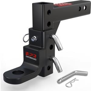 OPENROAD Adjustable Trailer Hitch Ball Mount, Fits 2-Inch Receiver, 1-Inch Hole, 7500lbs, 9-1/2" Drop/ 8-1/4" Rise Drop Hitch, Tow Hitch for Heavy Duty Truck with Stainless Steel Pins