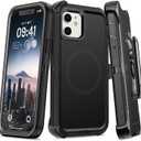 TUTUKII for iPhone 12 & 12 Pro Case with Belt Clip Holster, Anti-Shock, Anti-Slip, Compatible with MagSafe, 3-Layer Drop Protection, Heavy Duty Magnetic Phone Case Cover 12 6.1", Black