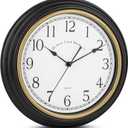 Bernhard Products Decorative Black Wall Clock 12 Inch Silent Non Ticking Battery Operated Vintage Elegant Retro Clocks for Living Room Decor, Kitchen Office Dining Room Bedroom School Classroom