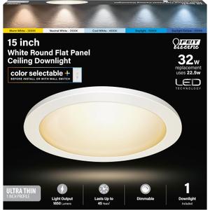 Feit Electric Flush Mount Ceiling Light Slim, Dimmable, 5CCT - 15 in