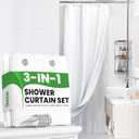 NEATERIZE 3 in 1 Shower Curtain Set - 36x72 White Shower Curtain Fabric and Shower Curtain Liner with Rust-Resistant Metal Hooks - Bathroom Shower Curtain Sets - Cortinas de Bao