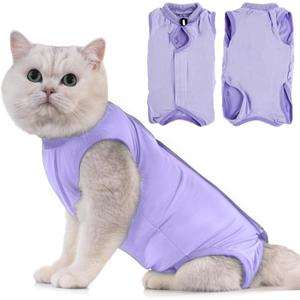Avont Cat Recovery Suit - Kitten Onesie for Cats After Surgery, Cone of Shame Alternative Surgical Spay Suit for Female Cat, Post-Surgery or Skin Diseases Protection -Purple(L) (Large, Purple)