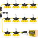 100FT Switch LED String Lights: 100w 11000lm ETL Certified Bright Industrial Outdoor Temporary Lighting Construction Hanging IP65 Waterproof 18AWG Wire Work Light for Attic Jobsite Garage