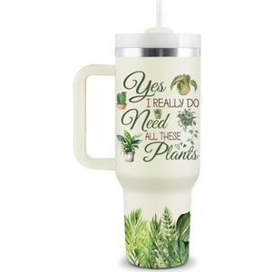 COCOGIFTS Gardening Gifts for Women - Plant Gifts for Plant Lovers, Lady - Garden Gift for Gardeners Woman - 40oz Travel Cup Insulated Tumbler with Lid and Straw