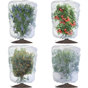 Evoio 4 Pcs Garden Plant Fruit Tree Bird Netting Protection Blueberry Bushes Netting Covers Bags with Drawstring, 4 x 4.6 ft Shrubs Bush Tomato Strawberry Berry Barrier Mesh Cover Net Protector