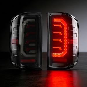 Daikokuya Full Led tail Lights Fit for 2016-2018 GMC Sierra 3500HD,2015-2018 Chevy Silverado 1500 2500HD 3500HD, Starting Animated,Dynamic Turn Signal Lights,Reverse Lights Smoked Rear Lights Assembly