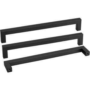 Goldenwarm 2 Pack Black Square Bar Cabinet Pull Drawer Handle Stainless Steel Modern Hardware for Kitchen and Bathroom Cabinets Cupboard,Center to Center 12-3/5in(320mm) Kitchen Door Handles