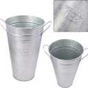 3 Packs 12 Inch Tall Galvanized Metal Flower Vases with Handles, Metal Flower Buckets for Cut Flowers, Country Wedding, Table Centerpiece Decorations(Sliver)