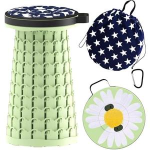 ALEVMOOM Upgraded Telescoping Collapsible Stool with Cushion, Folding Stool with Printing Portable Retractable Foldable Seat Max Load 600lbs for Adults Camping Fishing Outdoor