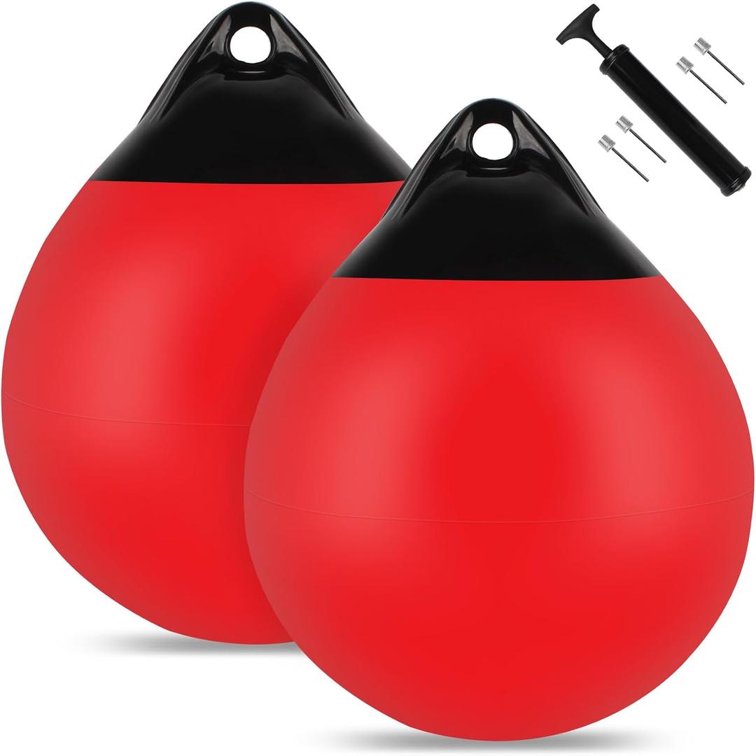 Boat Mooring Buoy 10/12/15 inch,Round Boat Fender Ball Boat Buoy Ball,Inflatable Boat Fender Dock Bumper Ball Anchor Buoy Suitable for Yachts Marinas Sailboats Ski Boats, 15"x18"
