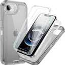 Compatible with iPhone 16e Case with HD Screen Protector, Heavy Duty Shockproof [3 in 1] Clear Phone Cases for iPhone 16e 6.1" (Black)