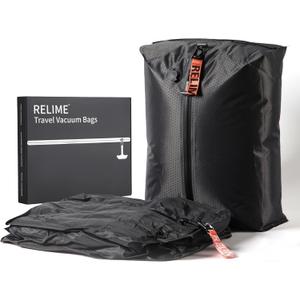 Vacuum Bags for Travel Luggage, Revolutionary Reusable Compression Bags for Carry On Suitcases and Backpack, Vacuum Seal Packing cube for Cloth Packing (2 PC No Pump)