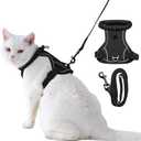 Dotoner Escape Proof Cat Harness and Leash Set Adjustable Soft Mesh Vest for Walking Safe Travel Vet Visit with Reflective Strips for Cats and Kittens(Black-S)