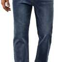 Mens Elastic Waist Jeans Relaxed Fit Stretch Denim Pants Straight Leg Jean with Zipper (Large, Dark Indigo)