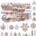 SHareconn 86PCS Christmas Tree Ornaments Clear Set,Shatterproof and Clear Plastic Baubles for Xmas Tree Decor, Holiday Wedding Party Decoration,Champagne (86CT)