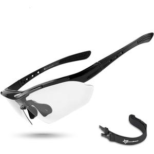 ROCKBROS Photochromic Sports Sunglasses Mens Pickleball Glasses Cycling Glasses MTB Sunglasses, with Removable Elasctic Band