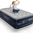 KNZZO Twin Air Mattress with Built-in Pump, 18" Top Inflatable Mattress with Waterproof Flocking Fabric, Three-Minute Quick-Inflatable Bed. Portable Blow Up Mattress for Home, Outdoor and Guests (Blue)