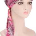 Fxhixiy Pre-Tied Bandana Turban Hat Chemo Cancer Headscarf Headwraps Headwear for Women Hair Cover Hat (Pink)