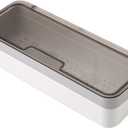 Large capacity Plastic Kitchen Drawer Organizer with Lid and Drainer Stackable Utensil Holder for Countertop Silverware Tray Flatware Organizers - 12.6x4.7x2.4 Inch Spatula Cutlery Tray (White+Grey)