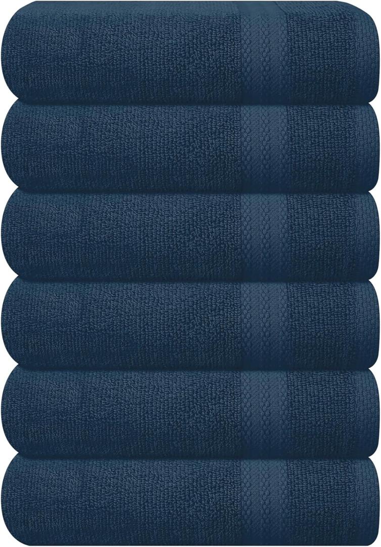 GLAMBURG Ultra Soft 6-Piece Hand Towel Set 16x28-100% Ringspun Cotton - Durable & Highly Absorbent Hand Towels - Ideal for use in Bathroom, Kitchen, Gym, Spa & General Cleaning - Mineral Blue
