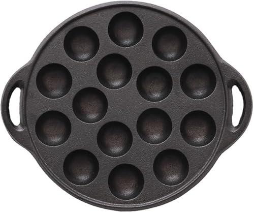 Cast Iron Takoyaki Pan, Takoyaki Maker Baking Pan 15 Holes, Takoyaki Maker Skillet, Octopus Ball Maker Round Cooking Plate 9" (9 inch)