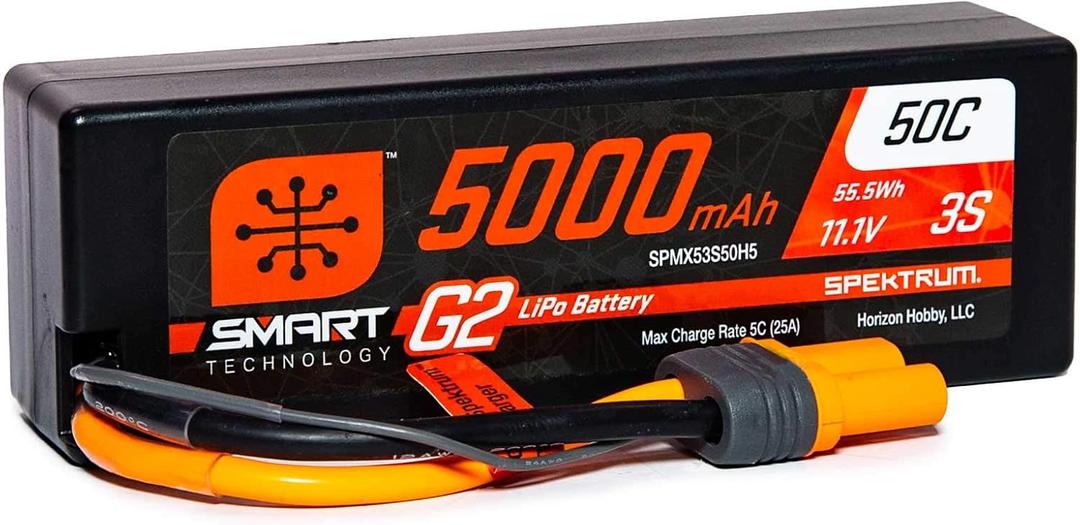 Spektrum 11.1V 5000mAh 3S 50C Smart LiPo G2 Hard Case Battery with IC5