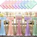 Tegeme 10 Pcs Pastel Chair Sashes Bows Satins Soft Chair Ribbon Sashes Wedding Aisle Church Bows Decor for Wedding Banquet Party Easter Garden Events Decoration (5 Colors,7" X 108")