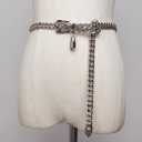 Silver Chain Belt Lock Metal Belts For Women Cuban Key Chains Silver Punks Dress Waistband Long Ketting Riem Cummerbunds286J
