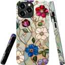 Compatible with iPhone 14 Pro Max Case,Glossy Case All-Round Protection Shockproof Anti-Scratches TPU Cover,Cases for Man Woman-Vintage Enchanting Flower Stained Glass
