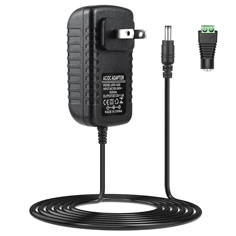 LightingWill 12V Power Supply, 24W Power Adapter, 110V AC to 12V 2A DC Power Supply, Wall Plug Transformer for 12 V Devices with 5.5/2.1mm DC Connector