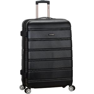 Rockland Melbourne Hardside Expandable Luggage with Spinner Wheels, Black, Checked Large 28"