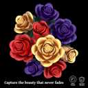 4 x Rose Bouquet Flowers Building Set, 501Pcs Red Purple Golden Roses Artificial Flowers Botanical Collection Compatible with Lego Flowers Home Office Table Decor Gifts for Her/Mom/Girlfriend/Wife/Couple