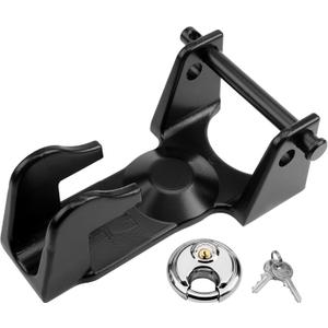 HQPASFY Gooseneck Hitch Lock with Keyed Padlock, Gooseneck Trailer Hitch Locks, Model TL-50 Coupler Trailer Lock, Gooseneck Lock Fit for Heavy Trailers, Livestock Haulers and RVs - Black