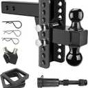 Adjustable Trailer Hitch Fits 2.5-Inch Receiver 8-Inch Drop/Rise, 2" & 2-5/16" Ball Hitches for Trucks, 22,000 LBS GTW, Drop Hitch Tow Hitch Trailer Hitches with Anti-Theft Pin, Black