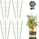 Kgozwon 4 Pack Tomato Cage Plant Support Cages for Garden, 18 inches Trellis for Climbing Plants, Upgrade Garden Plant Stakes with Adjustable Ring, Tomato Rings for Support, with Twist Tie