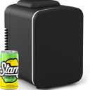 Simple Deluxe 4L/6 Can Mini, Portable Cooler & Warmer Freon-Free Small Refrigerator, Compact Fridge for Skincare, Beverage, Food, Cosmetics, Black
