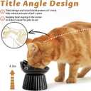 Ceramic Raised Cat BowlTilted Raised Bowl Anti Vomit Bowls for Indoor Cats Whisker Friendly Pet Feeder for Cats Puppies, Microwave and Dishwasher Safe