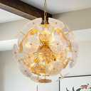 TOCHIC 24" Modern Glass Chandelier, 12-Light Sputnik Design Dimmable Gold | Height Adjustable, Fits 120200 sq. ft. Spaces, Suits 46 Seat Tables, Sloped Ceiling Compatible, Easy Installation